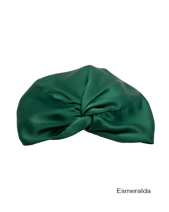 turbante verde esmeralda de seda